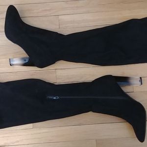 Thigh high suede boots